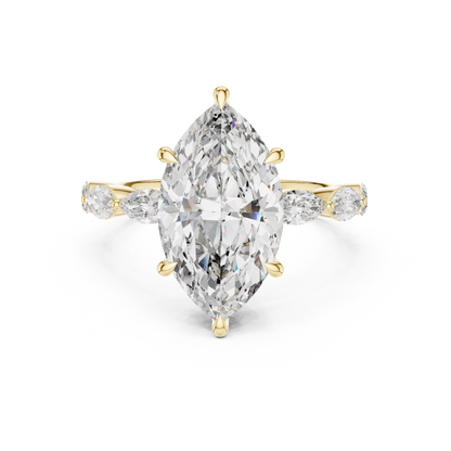 Marquise Dawn Diamond Engagement Ring | Marquise-Cut Center with Round & Marquise Side Stones