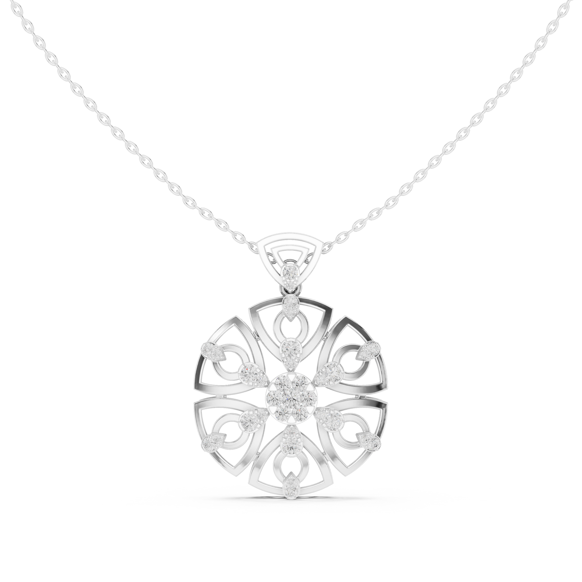 Diamond snowflake pendant necklace in white gold

Lab-grown diamond snowflake necklace for women

Elegant winter-inspired diamond pendant
