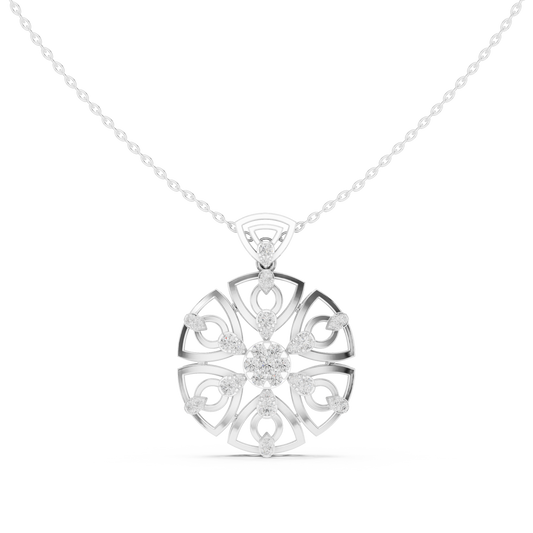 Diamond snowflake pendant necklace in white gold

Lab-grown diamond snowflake necklace for women

Elegant winter-inspired diamond pendant