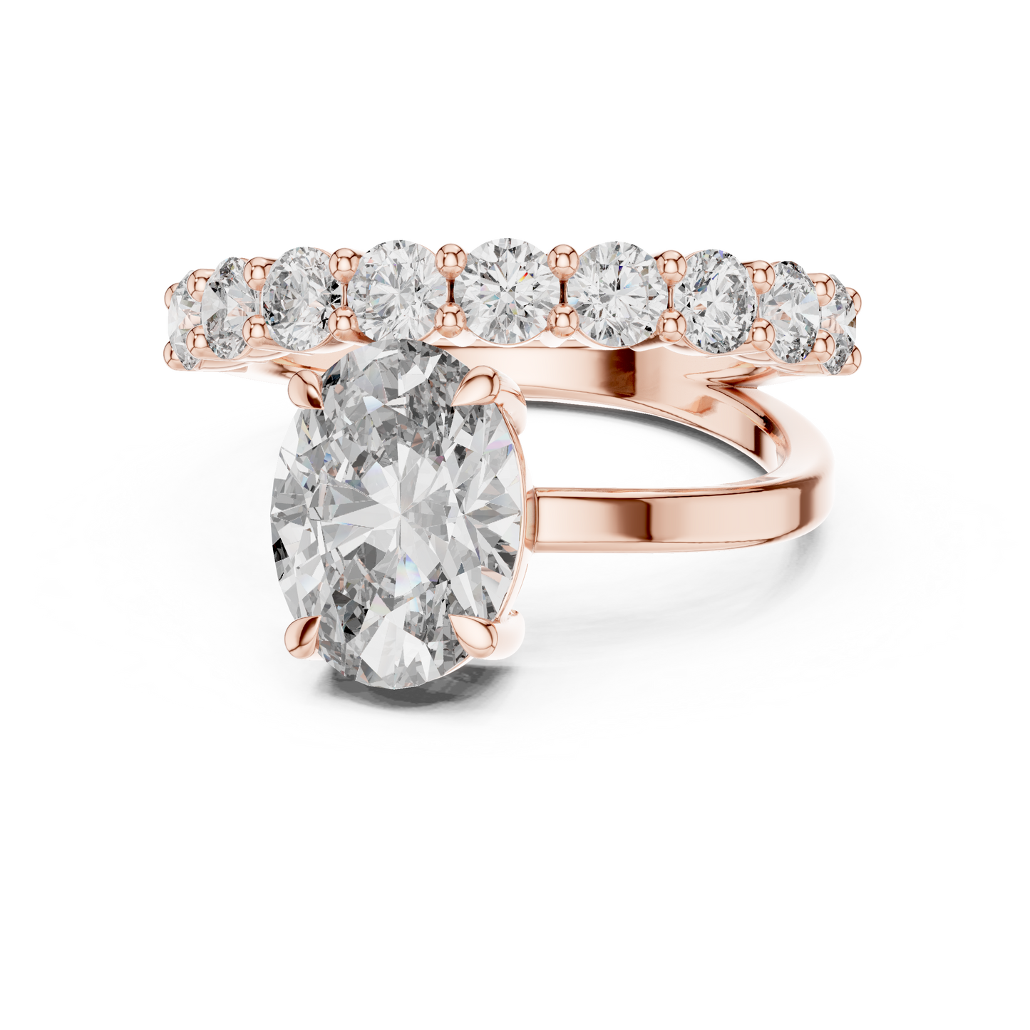 Matisha Solitaire Engagement Ring with Oval-Cut Diamond Center & Pavé Band | Lab-Grown Diamond