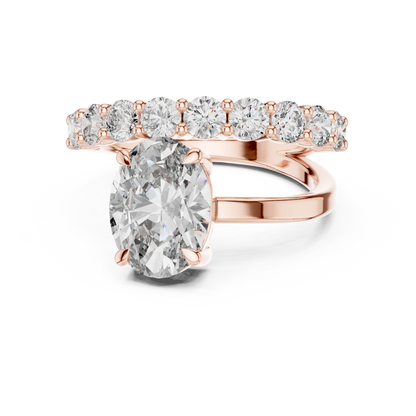 Matisha Solitaire Engagement Ring with Oval-Cut Diamond Center & Pavé Band | Lab-Grown Diamond