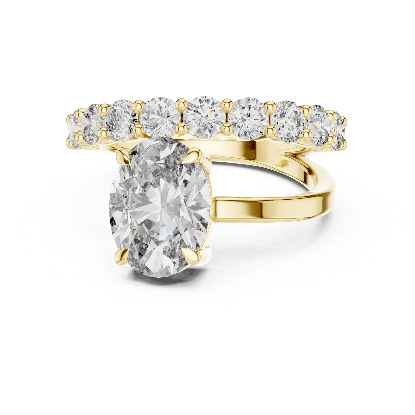 Matisha Solitaire Engagement Ring with Oval-Cut Diamond Center & Pavé Band | Lab-Grown Diamond