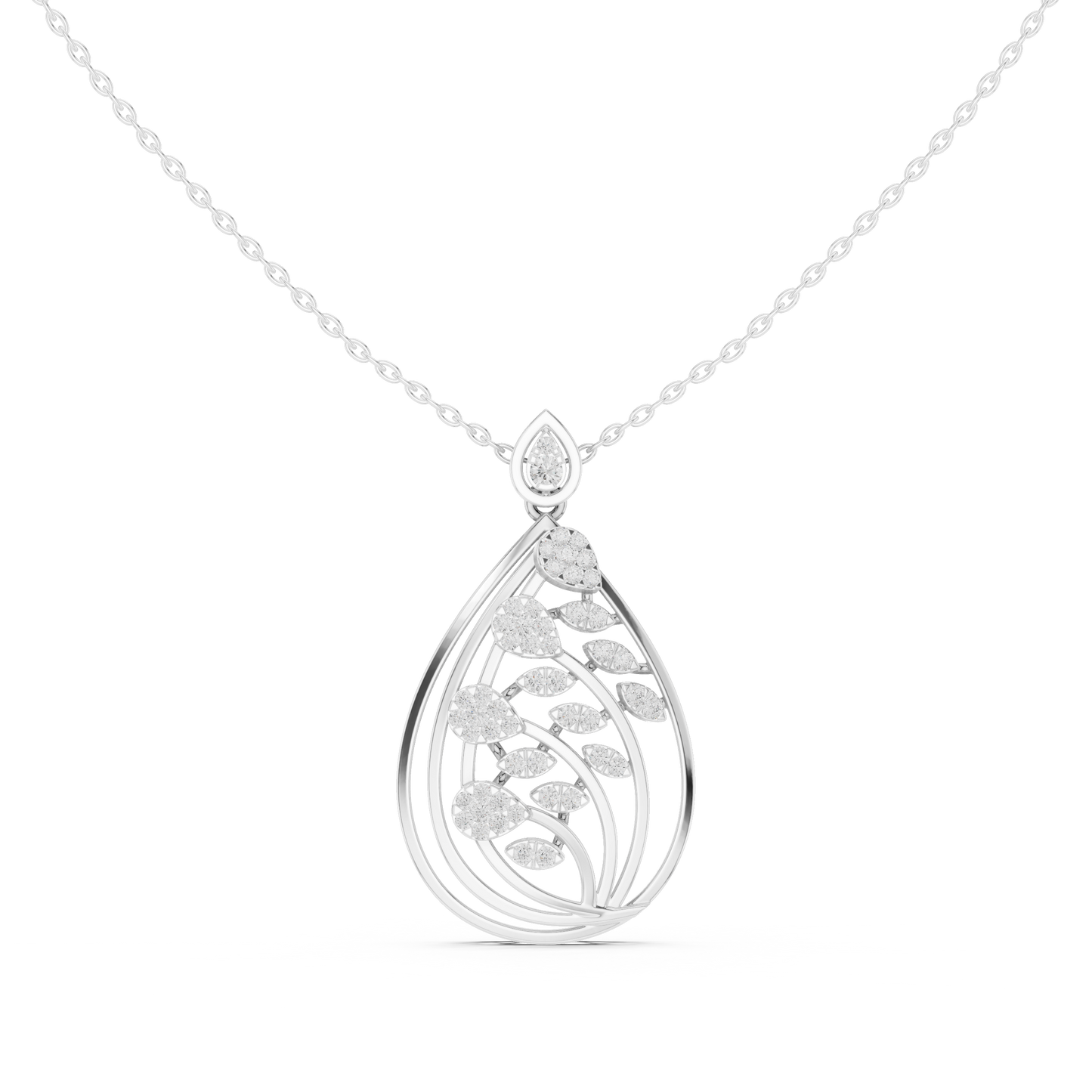 Diamond leaf-design pendant necklace in white gold

Lab-grown diamond leaf pendant for women

Elegant nature-inspired diamond necklace