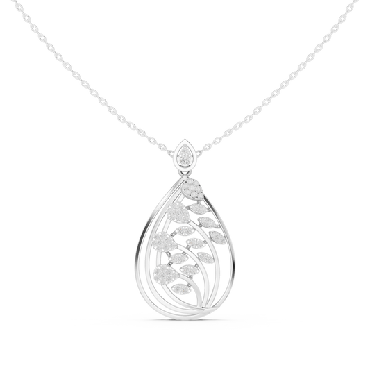 Diamond leaf-design pendant necklace in white gold

Lab-grown diamond leaf pendant for women

Elegant nature-inspired diamond necklace