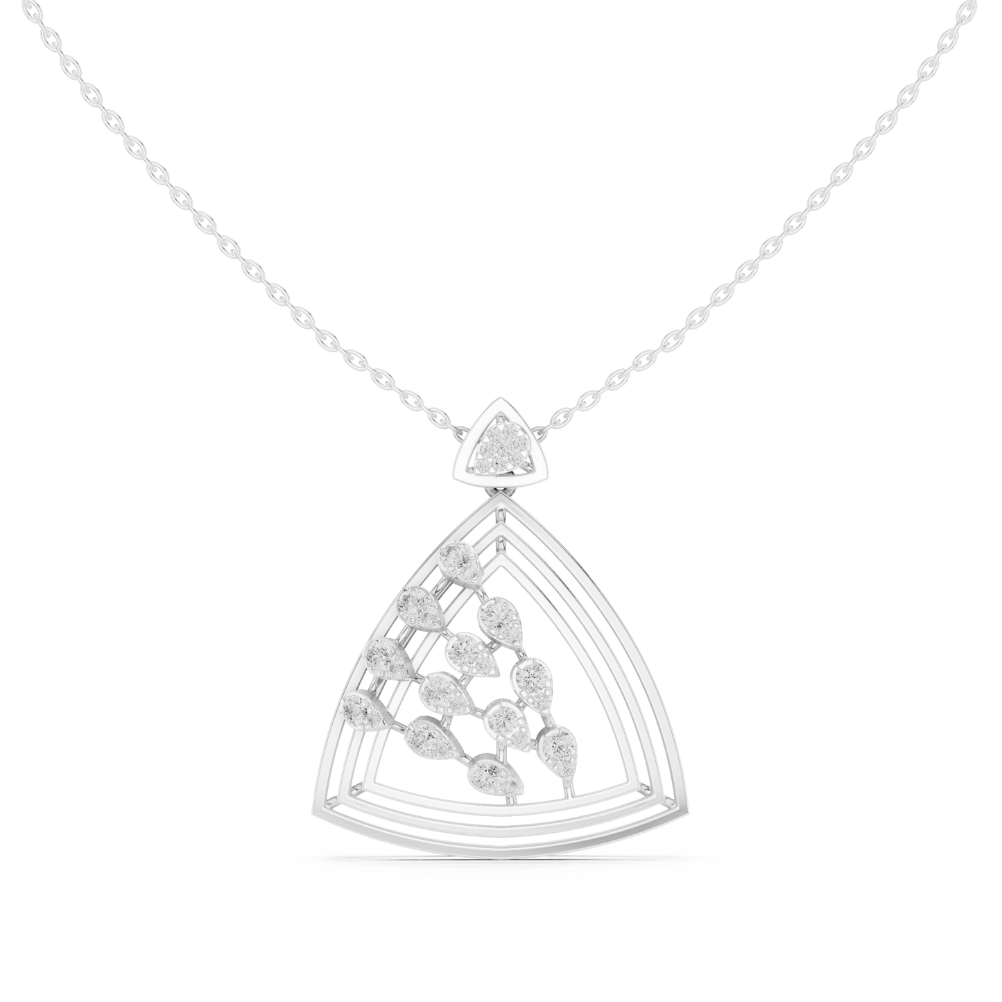 Triangular diamond pendant necklace in white gold

Geometric lab-grown diamond triangle pendant

Modern women’s triangular diamond necklace