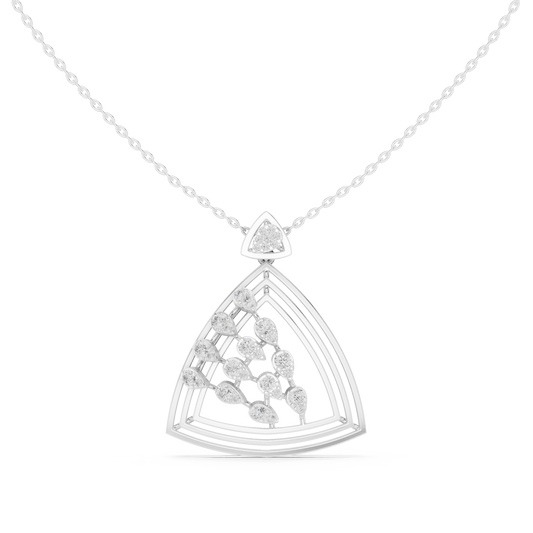 Triangular diamond pendant necklace in white gold

Geometric lab-grown diamond triangle pendant

Modern women’s triangular diamond necklace