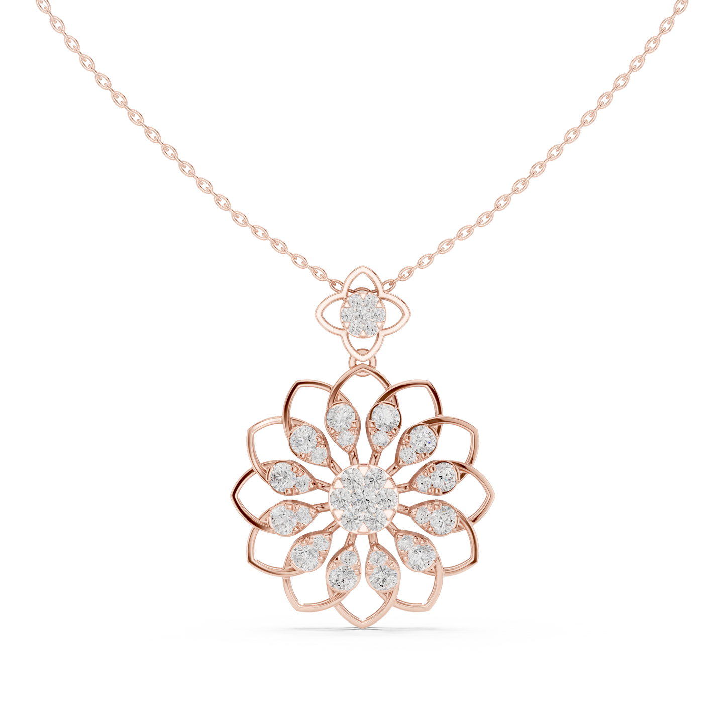 Diamond Floral Pendant Necklace | Lab-Grown Diamond