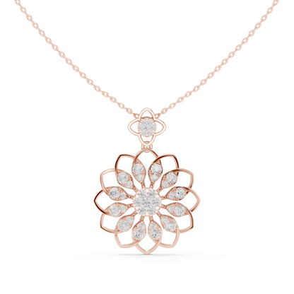 Diamond Floral Pendant Necklace | Lab-Grown Diamond