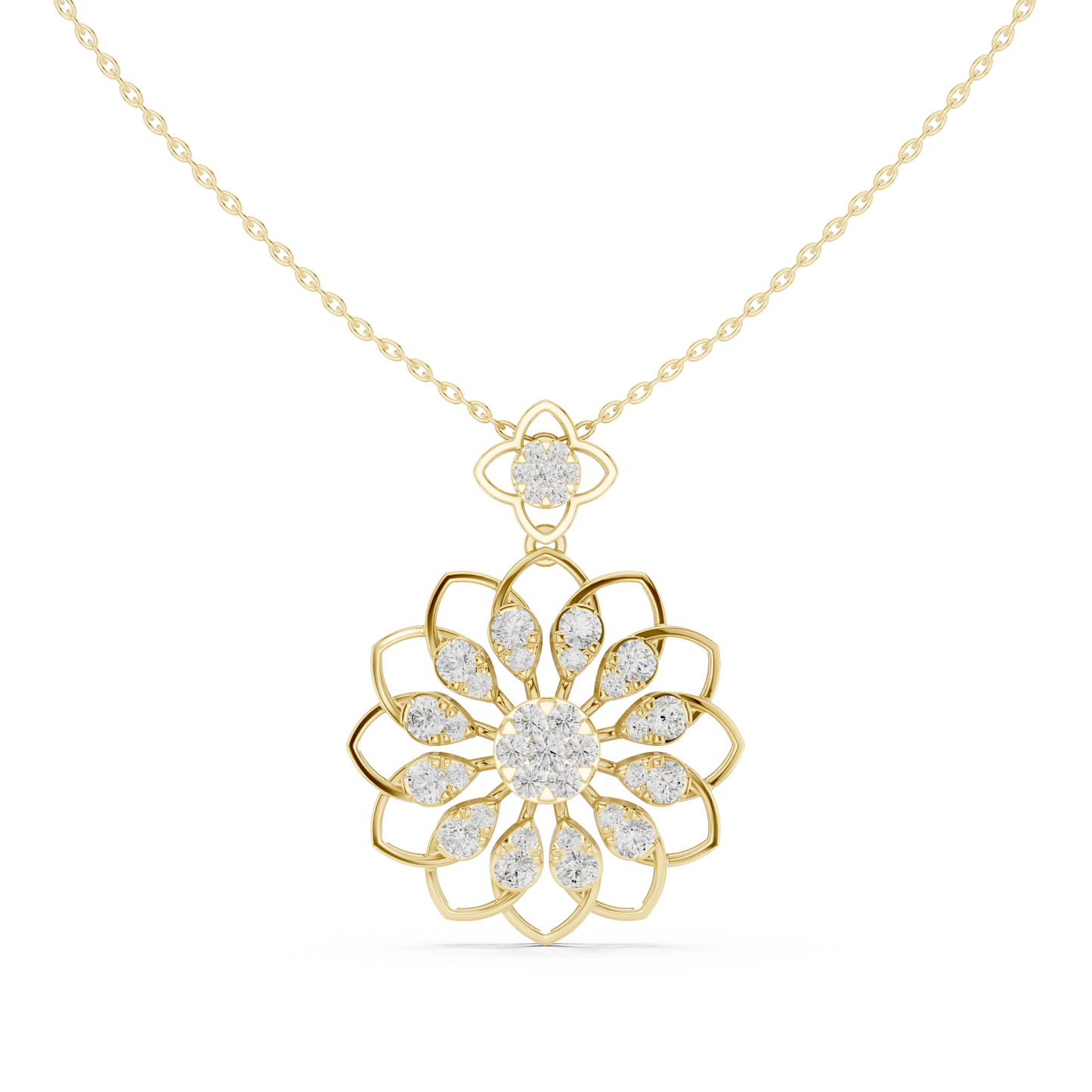 Diamond Floral Pendant Necklace | Lab-Grown Diamond