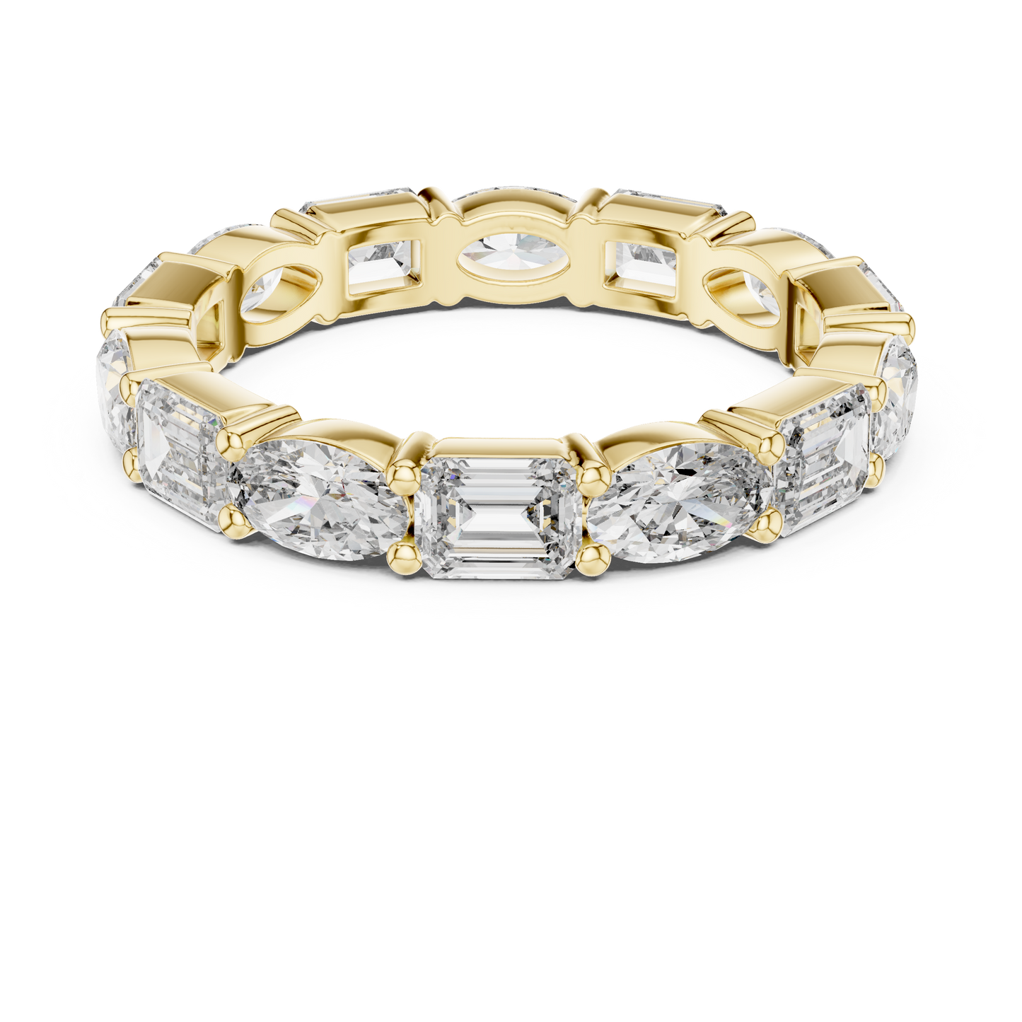 Emerald-Cut Diamond Eternity Band with Alternating Oval Stones | Lab-Grown Diamond