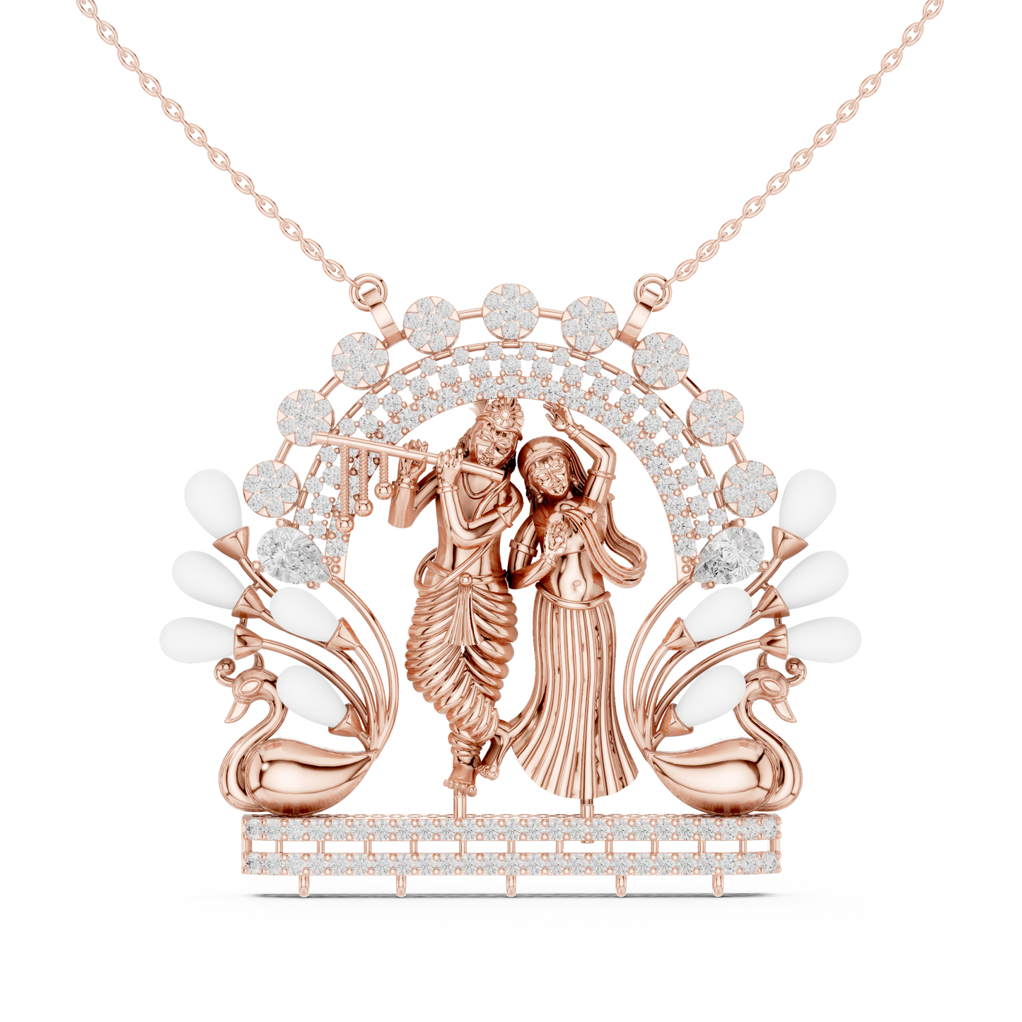Radha Krishna Diamond Pendant Necklace | Divine Love Symbol