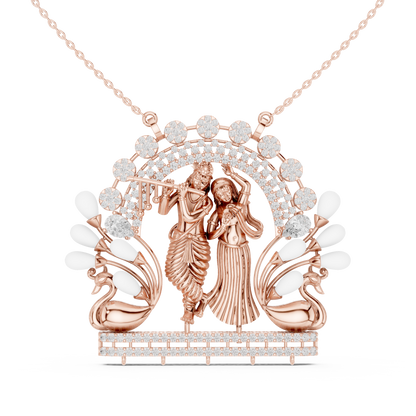 Radha Krishna Diamond Pendant Necklace | Divine Love Symbol