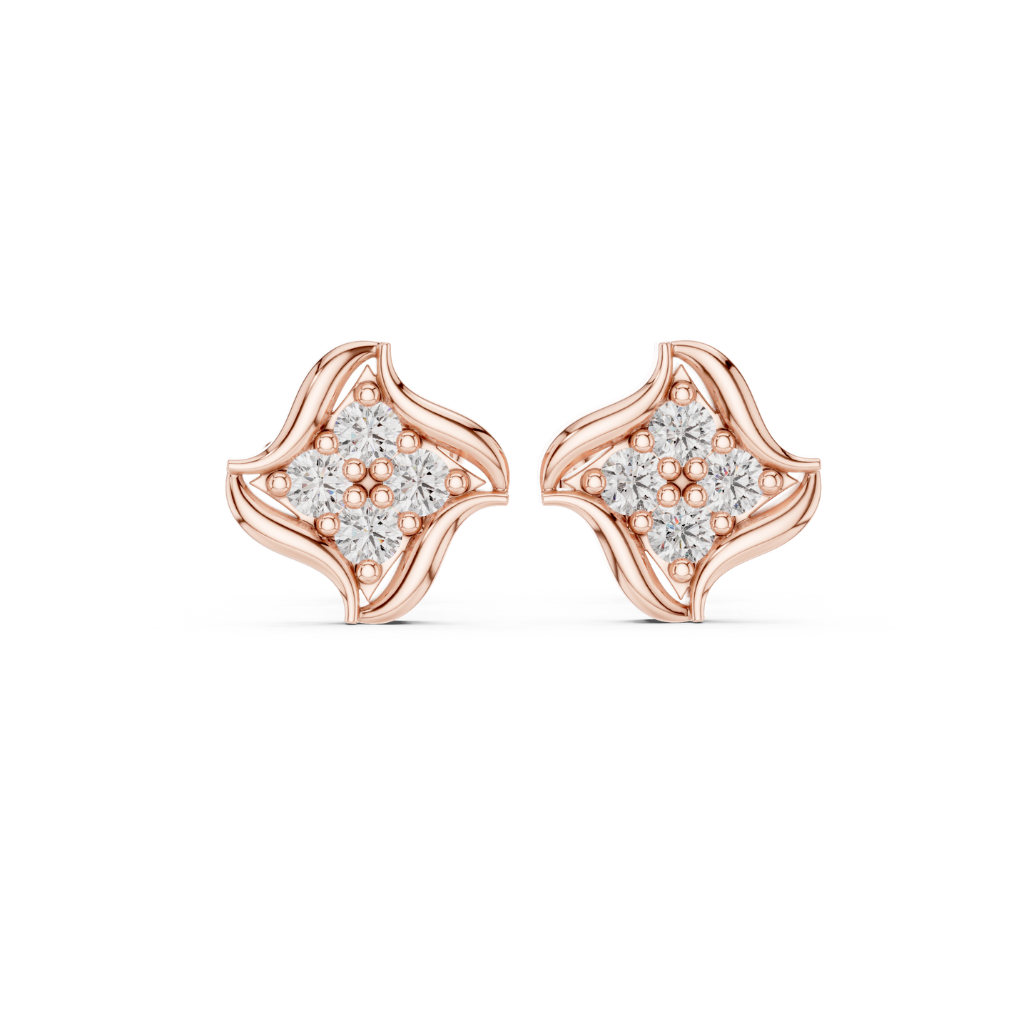 Diamond Star-Shaped Cluster Stud Earrings | Lab-Grown Diamond