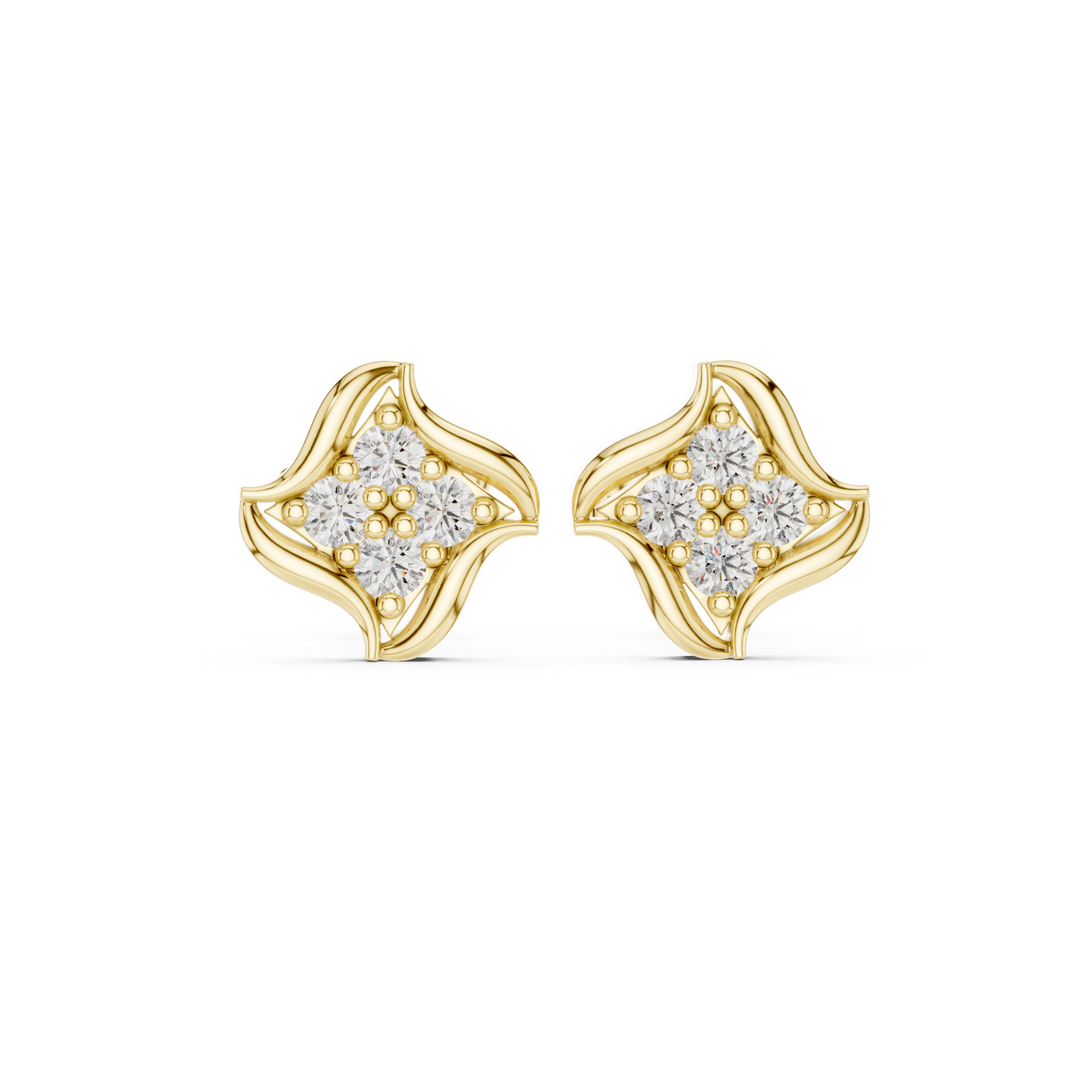 Diamond Star-Shaped Cluster Stud Earrings | Lab-Grown Diamond