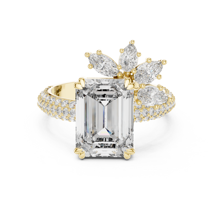 Bridal Couture Emerald-Cut Diamond Engagement Ring | Lab-Grown Diamond