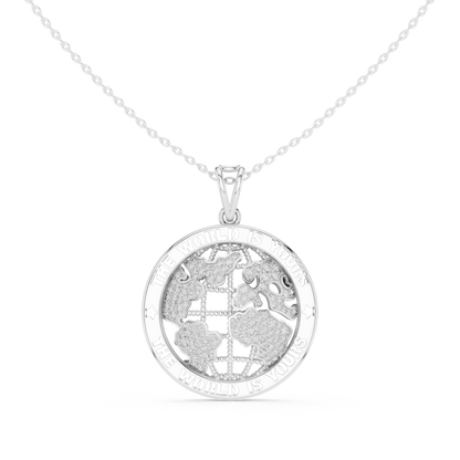The World Is Yours diamond pendant necklace in white gold

Luxury statement necklace with diamond lettering

Motivational diamond necklace for men and women