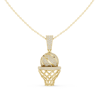 Basketball Hoop Lab-Grown Diamond Pendant Necklace