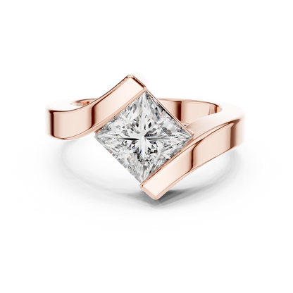 Princess-Cut Solitaire Engagement Ring | Modern Tension-Style Design