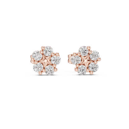 Diamond Flower Stud Earrings
