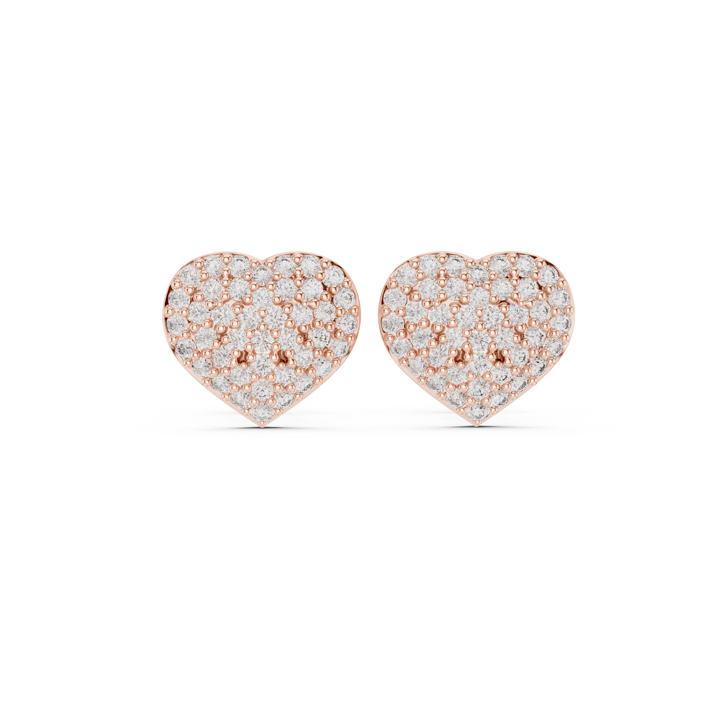 Valentina Pavé Diamond Heart Stud Earrings | Lab-Grown or Moissanite