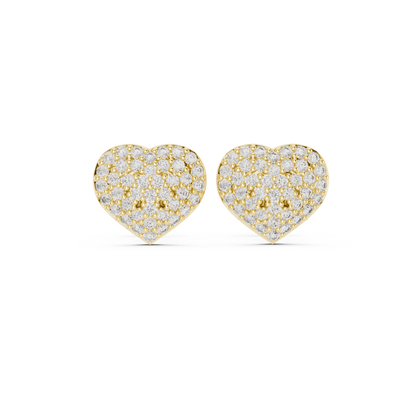 Valentina Pavé Diamond Heart Stud Earrings | Lab-Grown or Moissanite