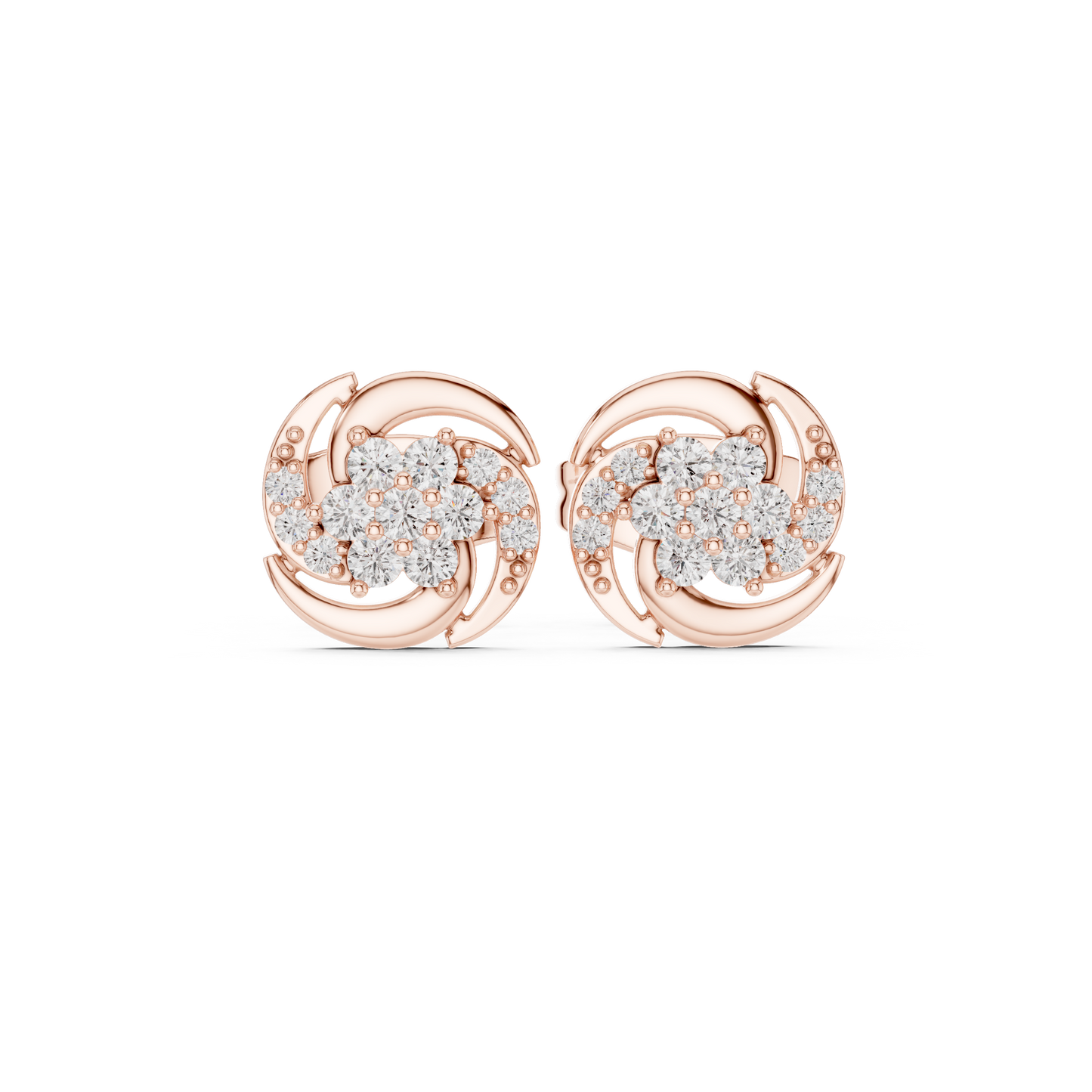 Lustrous Mirage Diamond Stud Earrings | Elegant Swirl Design
