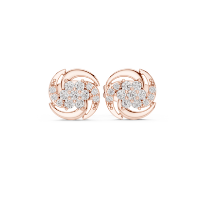 Lustrous Mirage Diamond Stud Earrings | Elegant Swirl Design