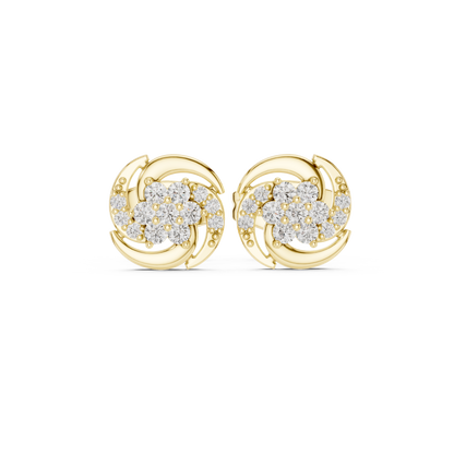 Lustrous Mirage Diamond Stud Earrings | Elegant Swirl Design