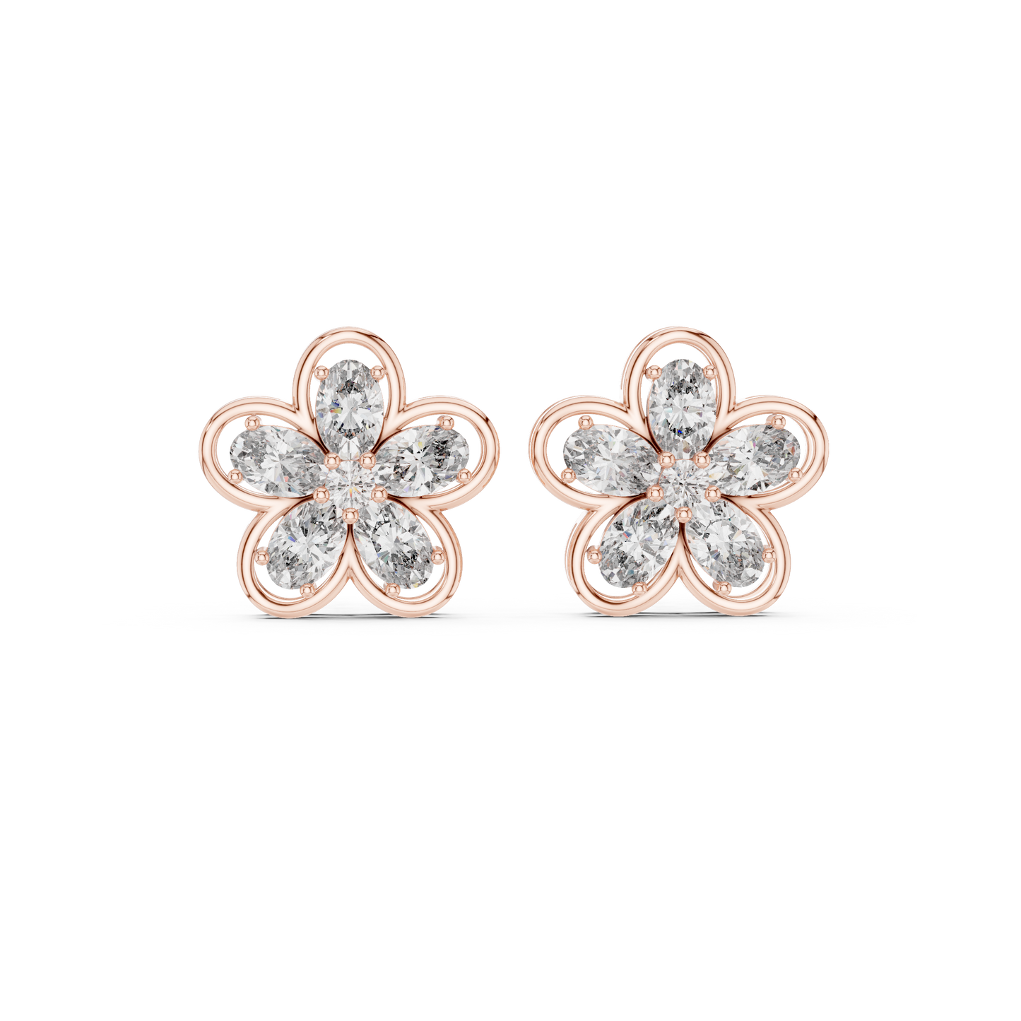Fida Handmade Floral Lab-Grown Diamond Stud Earrings | Elegant Designer Earrings