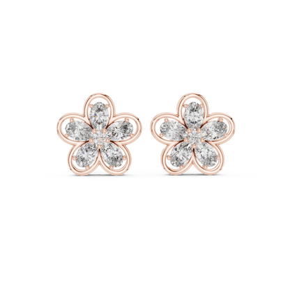 Fida Handmade Floral Lab-Grown Diamond Stud Earrings | Elegant Designer Earrings