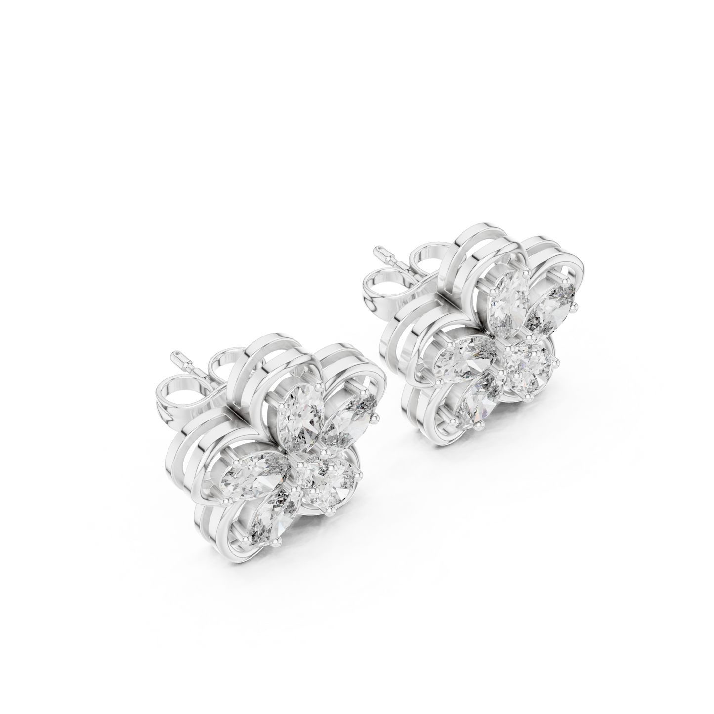 Fida Handmade Floral Lab-Grown Diamond Stud Earrings | Elegant Designer Earrings