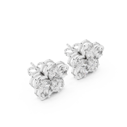 Fida Handmade Floral Lab-Grown Diamond Stud Earrings | Elegant Designer Earrings