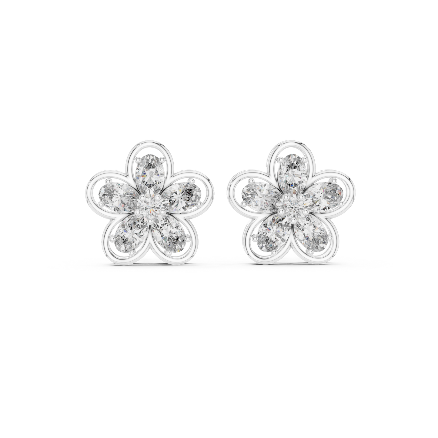 Fida Handmade Floral lab-grown diamond stud earrings in 935 silver

Elegant floral designer earrings with lab-grown diamonds in white gold

Handmade women’s diamond earrings with intricate floral design