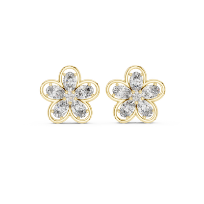 Fida Handmade Floral Lab-Grown Diamond Stud Earrings | Elegant Designer Earrings