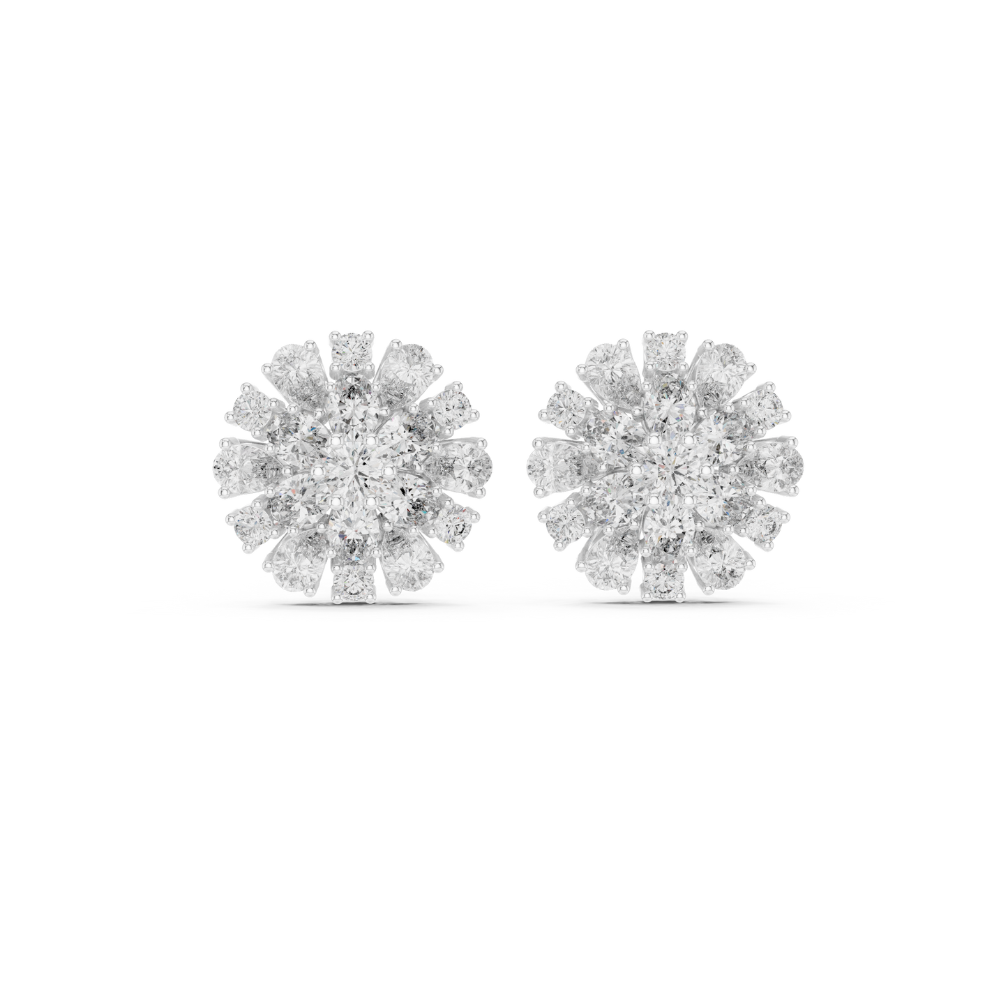 Diamond cluster stud earrings in 935 silver

Elegant women’s diamond cluster earrings in white gold

Modern cluster stud earrings with multiple diamonds for sparkle