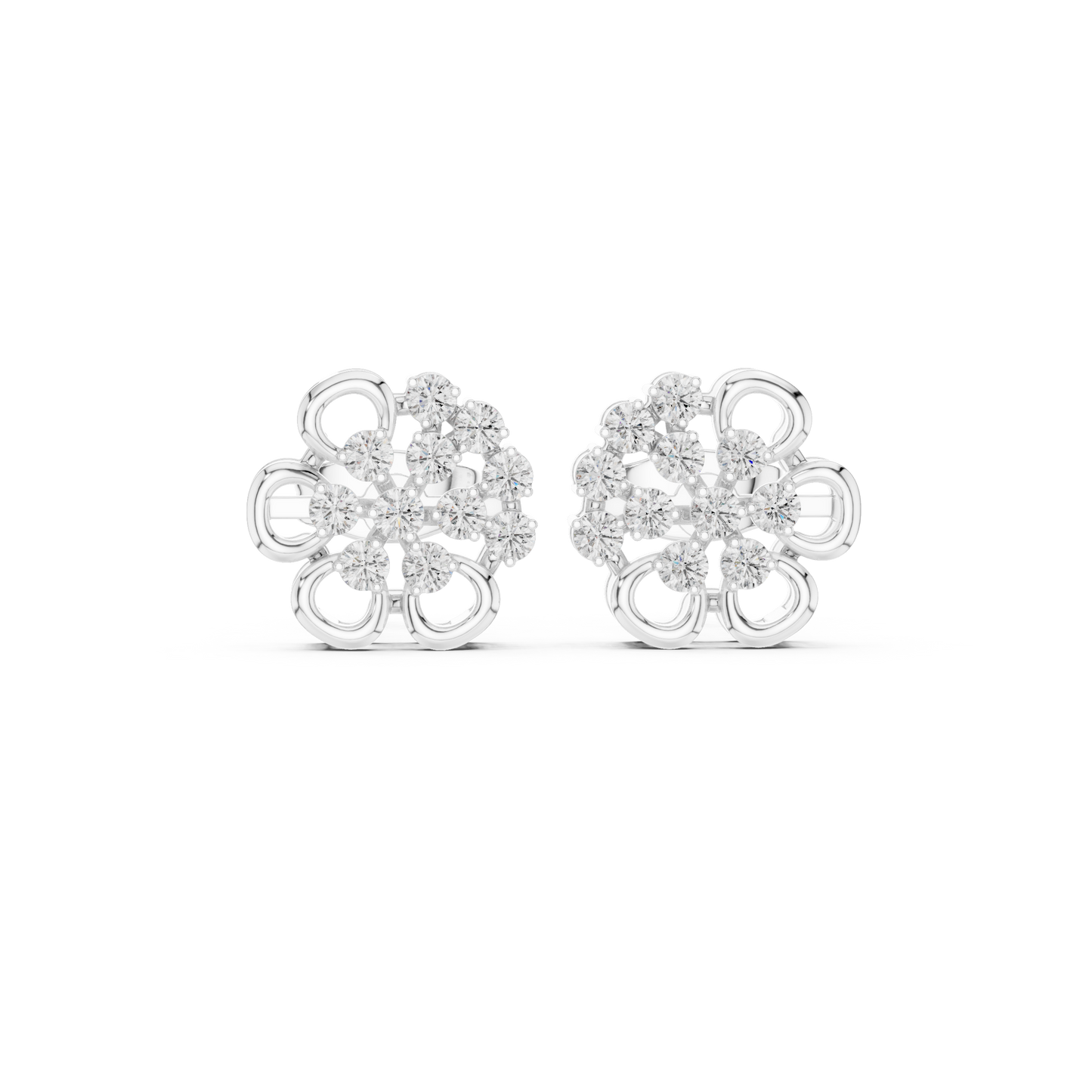 Floral diamond stud earrings in white gold or silver tone

Elegant women’s floral diamond earrings with round brilliant diamonds

Classic floral stud earrings perfect for everyday or special occasions