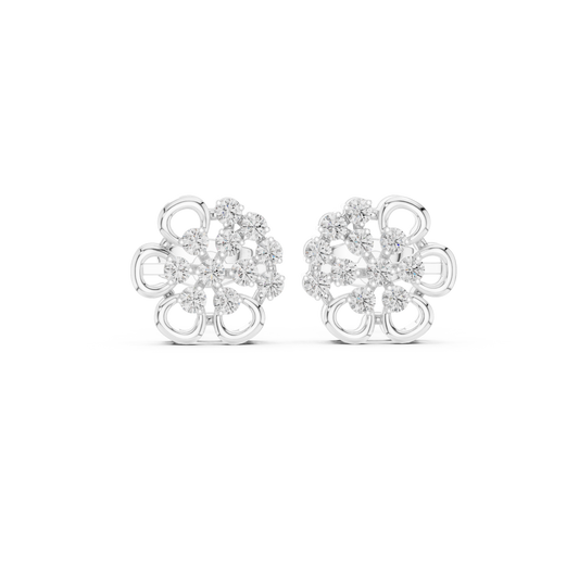 Floral diamond stud earrings in white gold or silver tone

Elegant women’s floral diamond earrings with round brilliant diamonds

Classic floral stud earrings perfect for everyday or special occasions