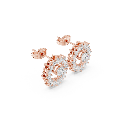 Designer Double-Threaded Floral Earrings | Diamond Centerpiece Earrings