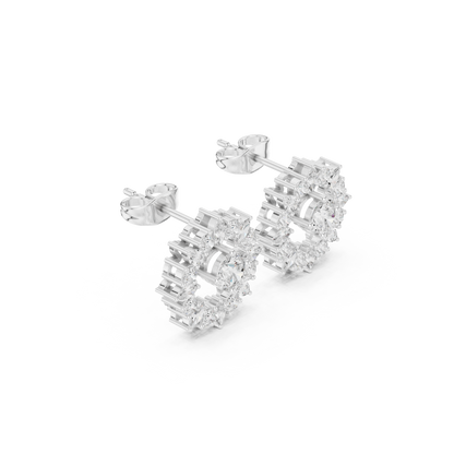 Designer Double-Threaded Floral Earrings | Diamond Centerpiece Earrings