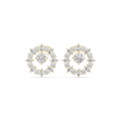 Designer Double-Threaded Floral Earrings | Diamond Centerpiece Earrings