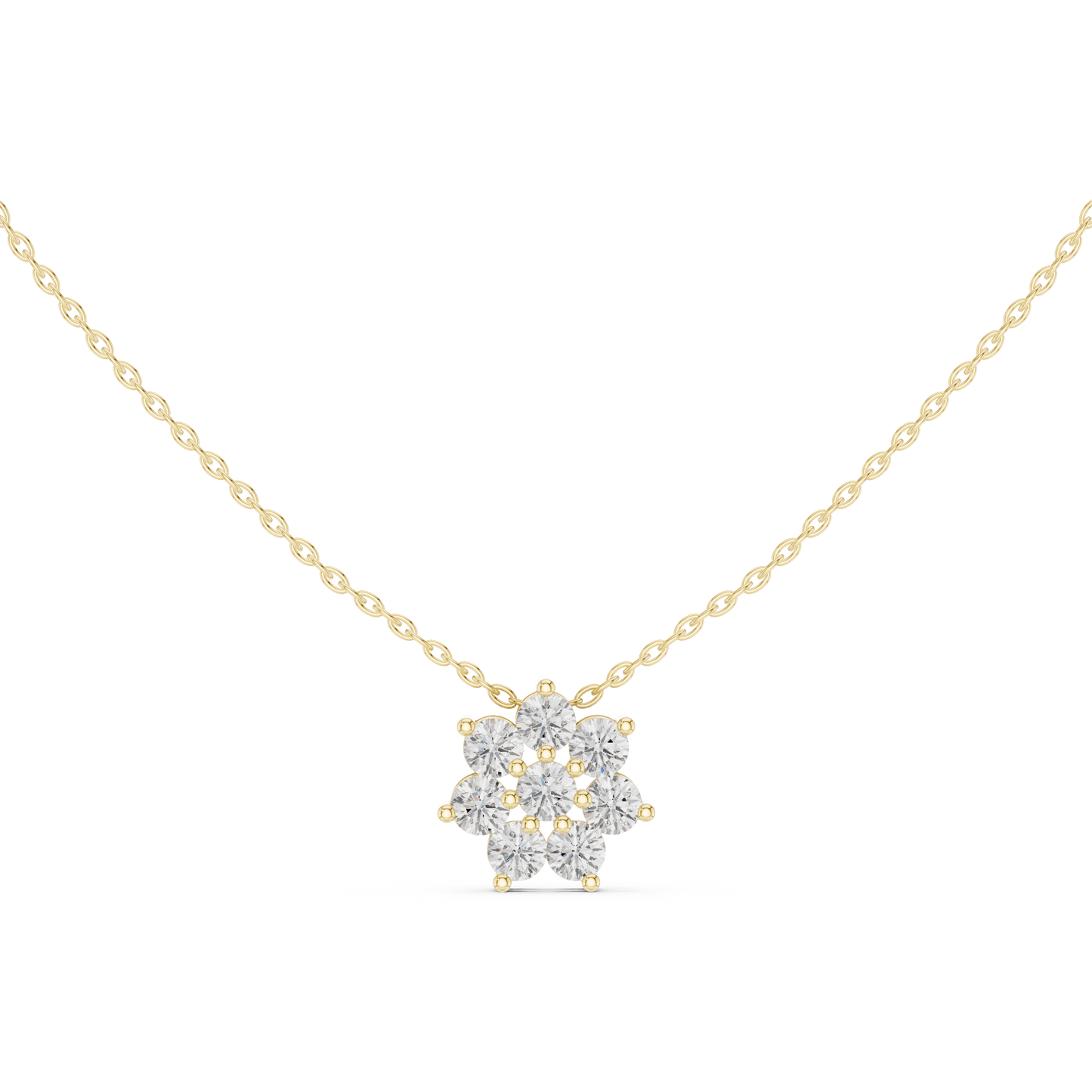 Flowery Snowflake Diamond Pendant Necklace | Elegant Floral Sparkle