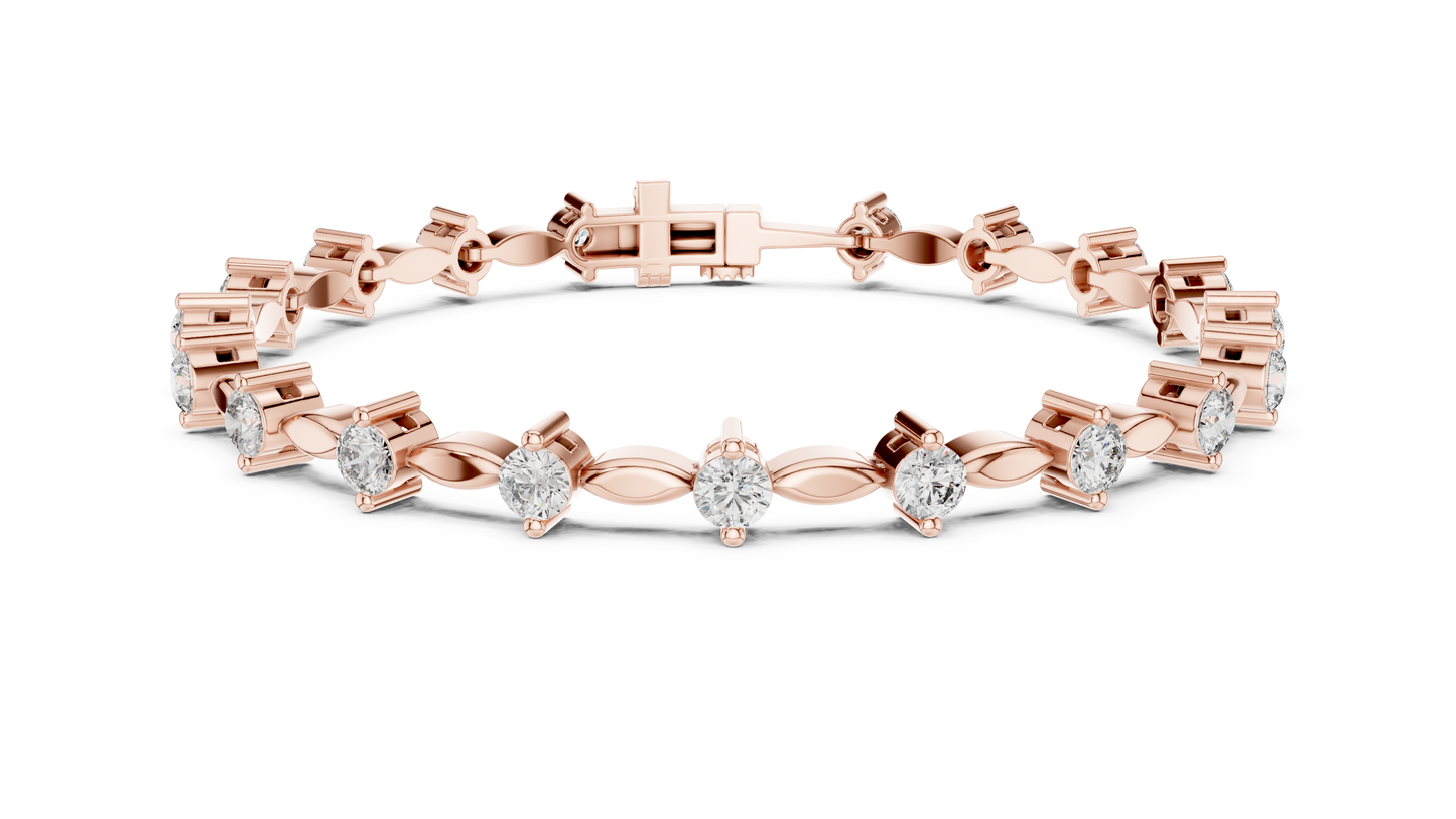 Alternating Marquise & Round Diamond Tennis Bracelet | Elegant Sparkle