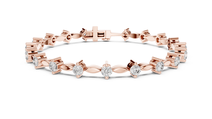 Alternating Marquise & Round Diamond Tennis Bracelet | Elegant Sparkle