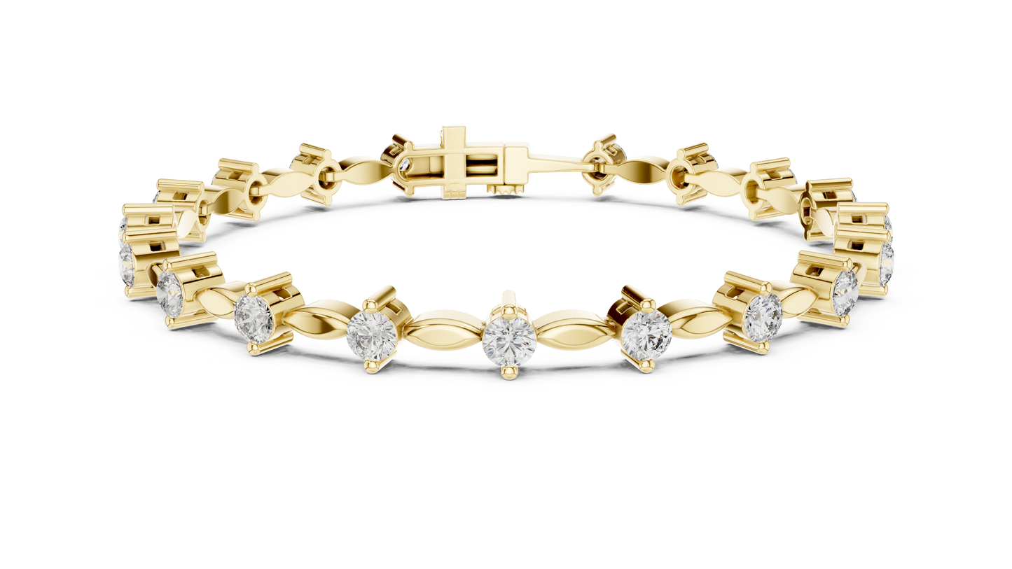 Alternating Marquise & Round Diamond Tennis Bracelet | Elegant Sparkle