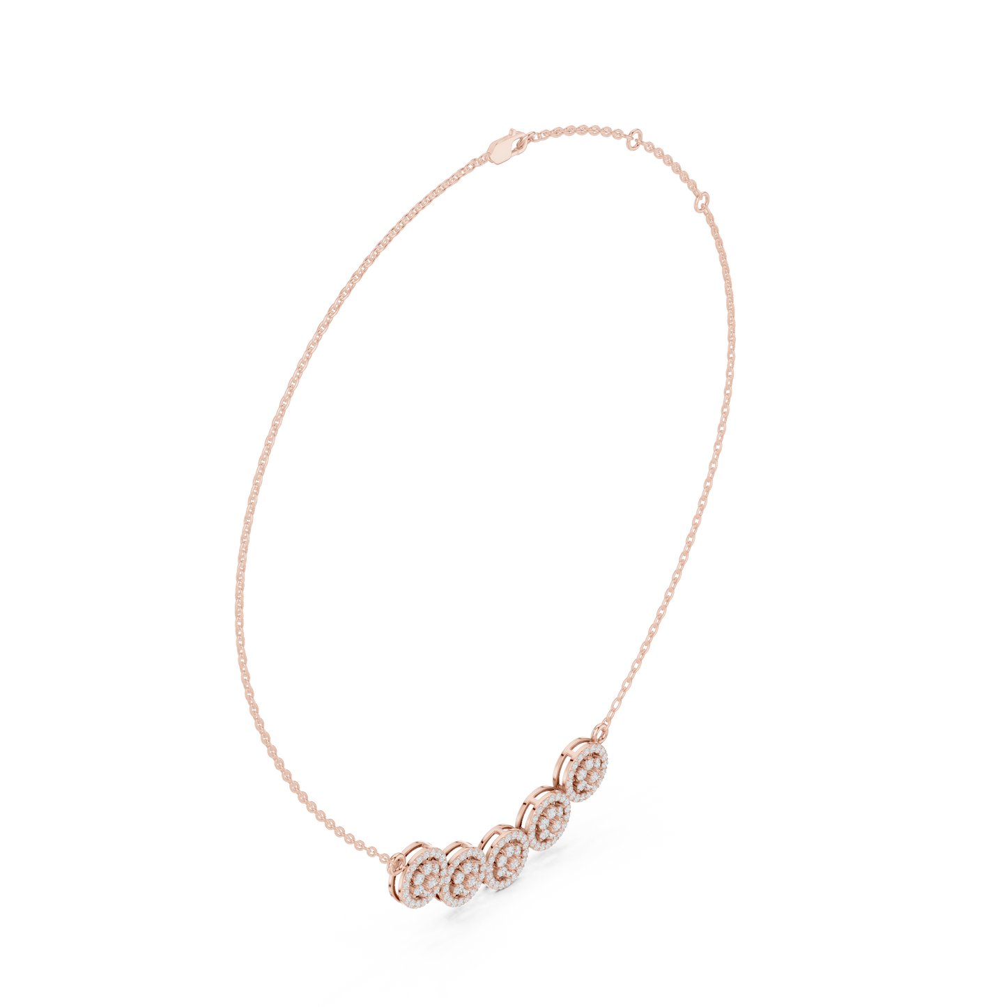 Crystal-Embedded Necklace | Five Circular Pendant Design