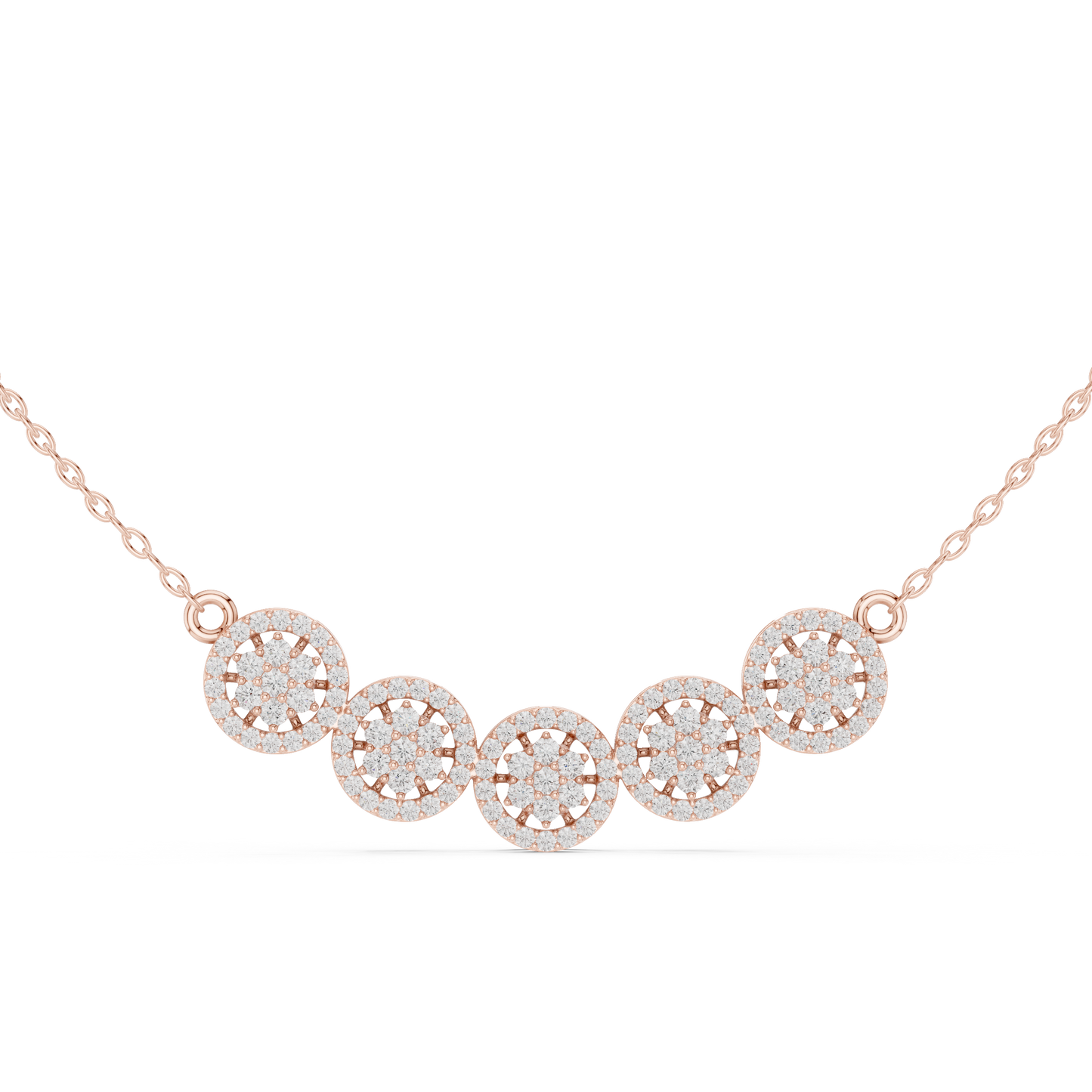 Crystal-Embedded Necklace | Five Circular Pendant Design