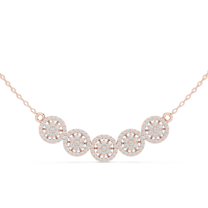 Crystal-Embedded Necklace | Five Circular Pendant Design