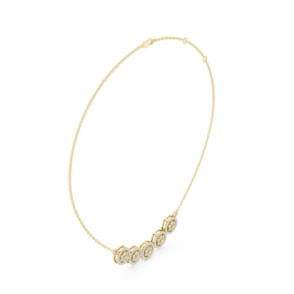 Crystal-Embedded Necklace | Five Circular Pendant Design