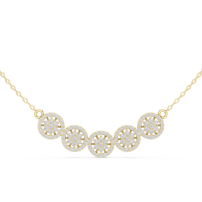 Crystal-Embedded Necklace | Five Circular Pendant Design