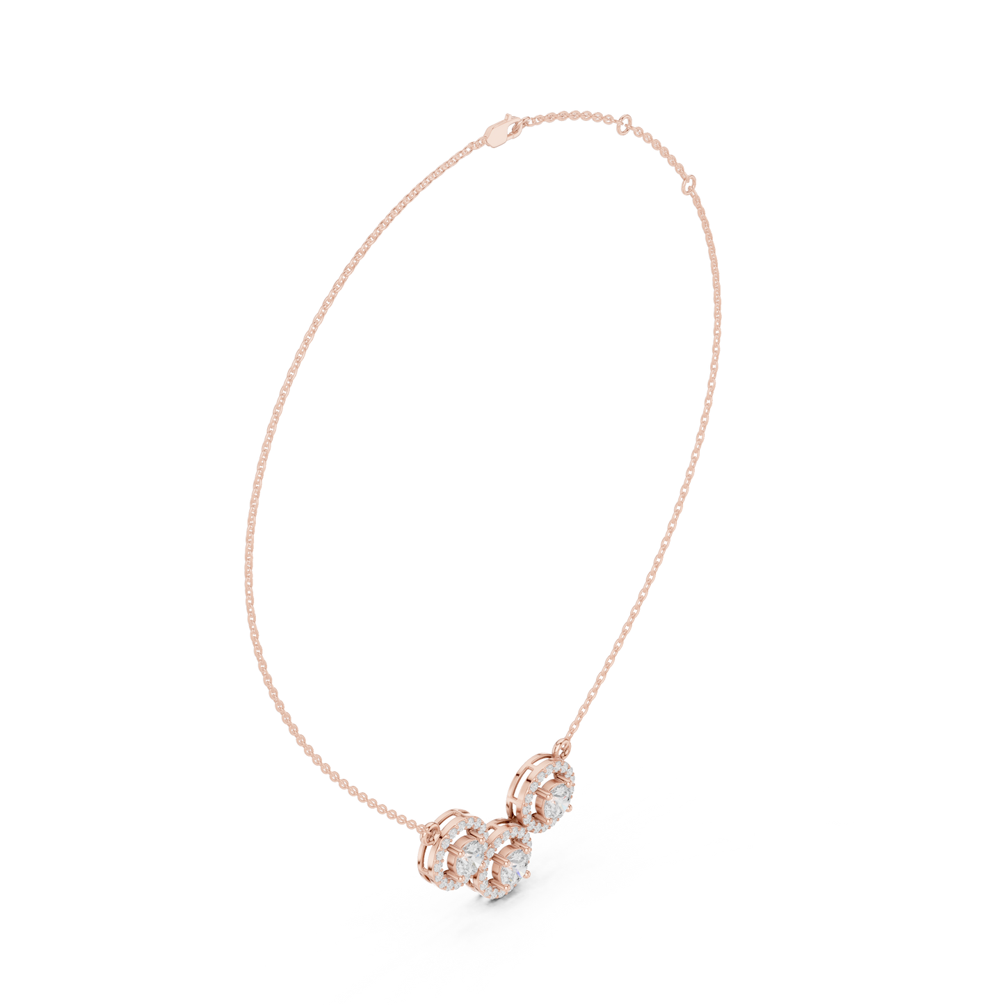 Rhythm of Love Diamond Necklace | Triple Halo Elegance